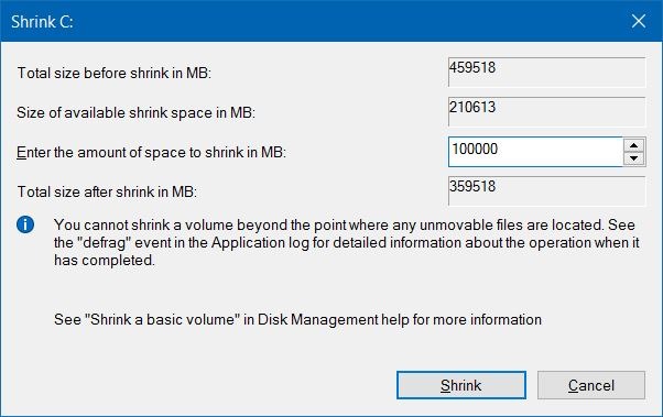 Shrink Volume